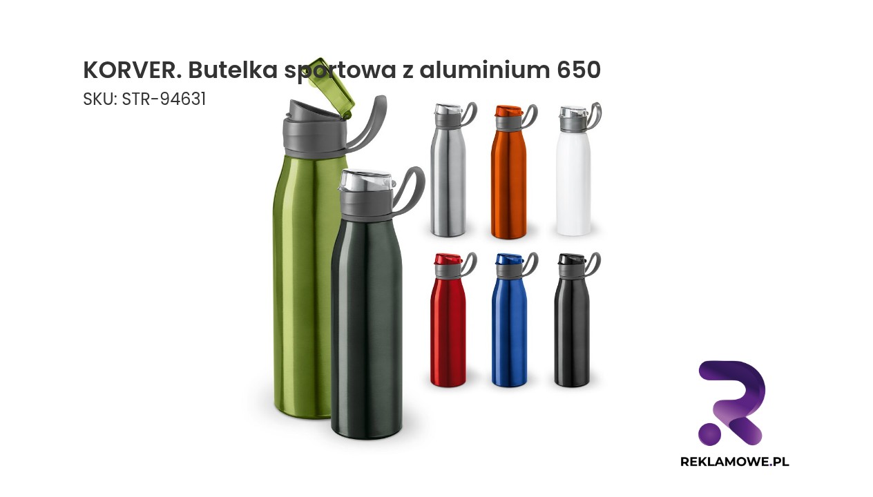 KORVER Butelka sportowa z aluminium o pojemności 650 ml