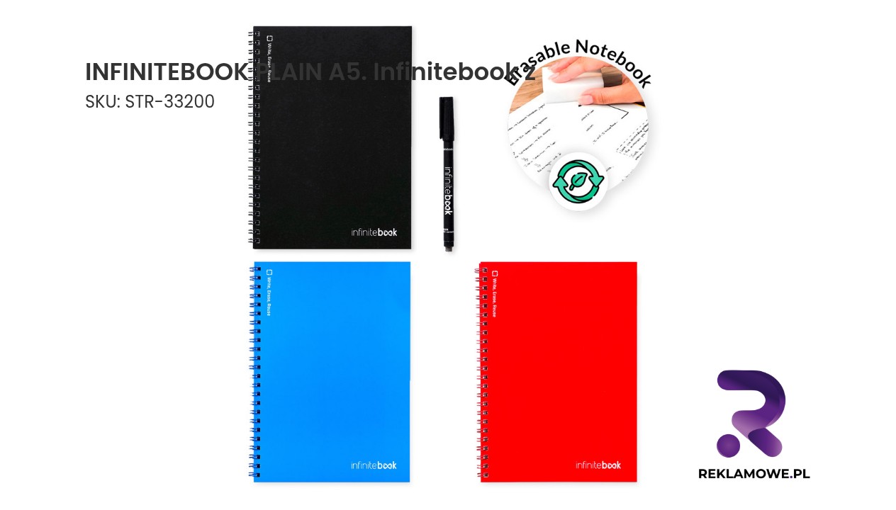 INFINITEBOOK PLAIN A5. Infinitebook z elastyczną okładką i 15 zwykłymi stronami do tablicy Infinitebook Plain A5 – notes wielokrotnego użytku Infinitebook